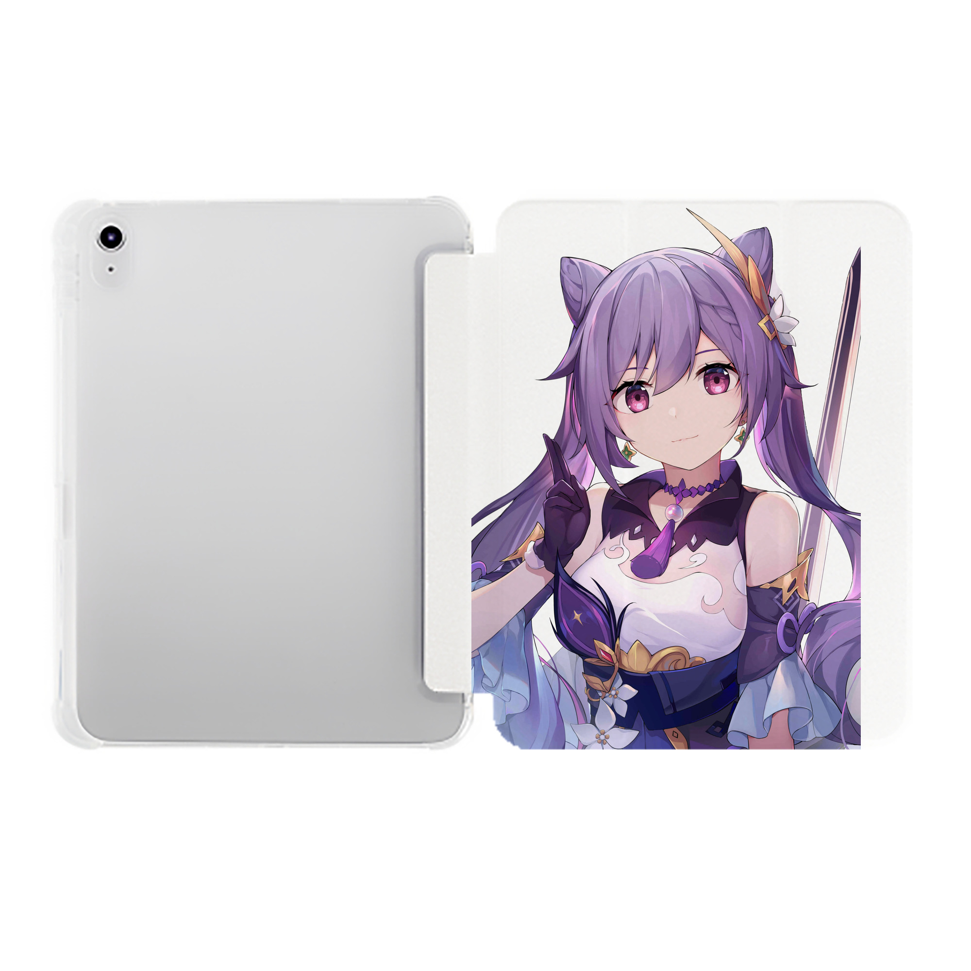 げんし神 刻晴 こくせい genshin Kokusei IPad ケース ペン収納付き 三つ折りスタンド PUレザー×シリコン 対応機種9.5/10.5/10.9インチ